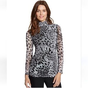 Chicos mock neck leopard pullover